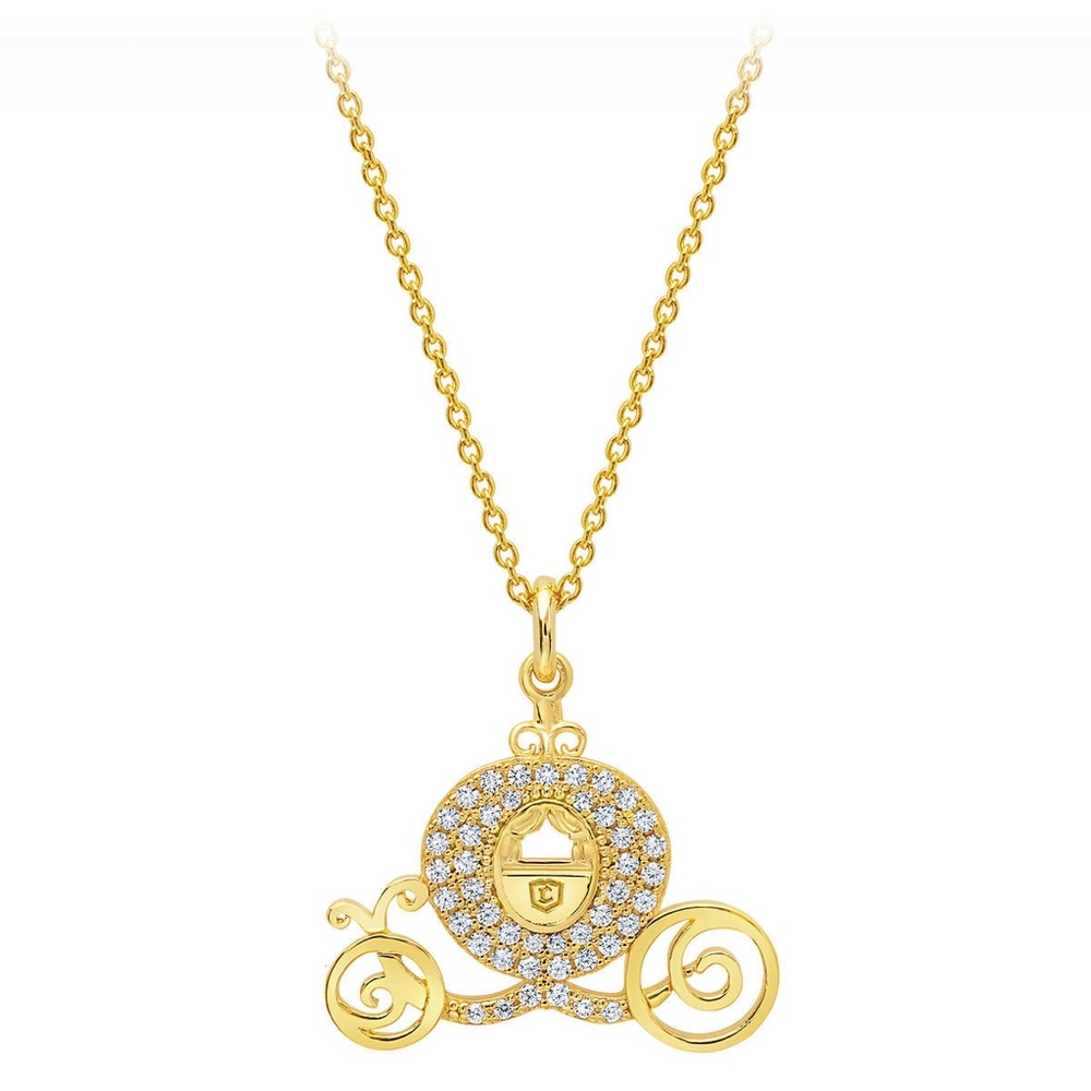 Disney’s Cinderella Coach Crislu Gold Pendant Necklace